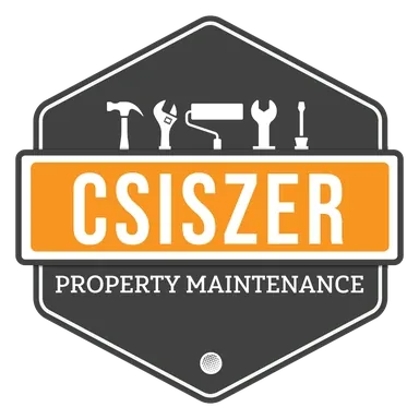 Csiszer Property Maintenance logo with white tools and an orange nameplate