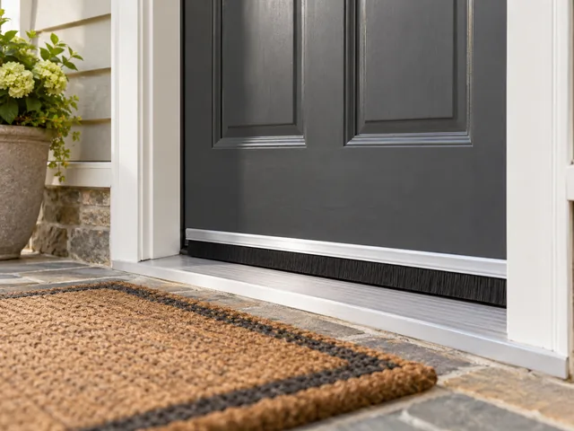 New door sweep and weatherstripping installed on an exterior door