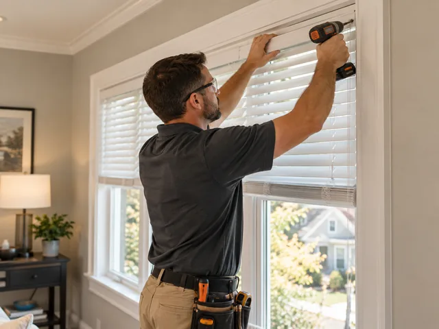 Inside-mount blinds installed level in a painted window frame