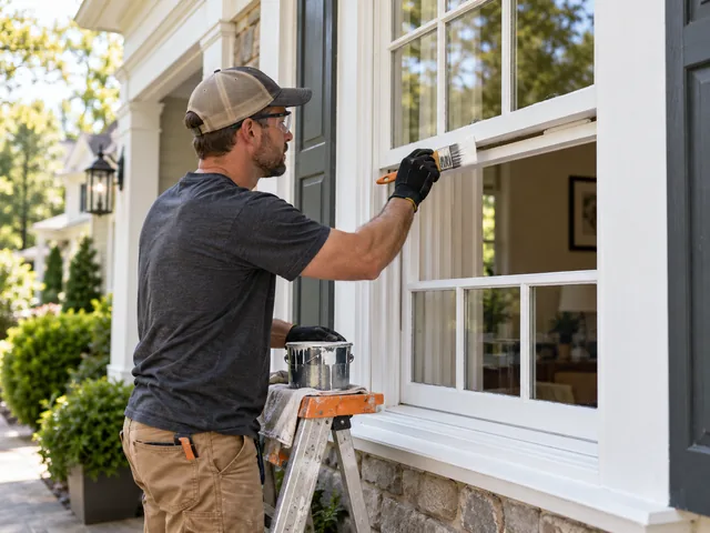 Old wood window sash and trim freshly painted in an Essex County home